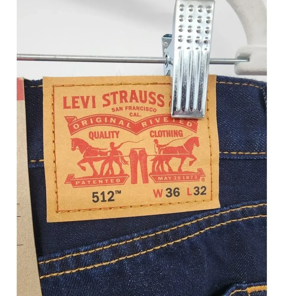 New NWT Levi's‎ 512 Slim Taper Eco Ease Size 36 X 32 Dark Wash